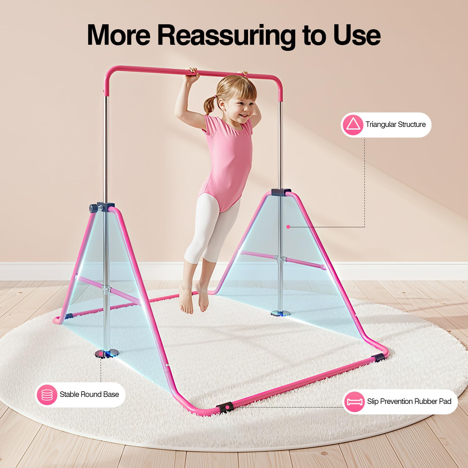 TiryyDrela Barra Ginnastica Bambini Pieghevole Rosa