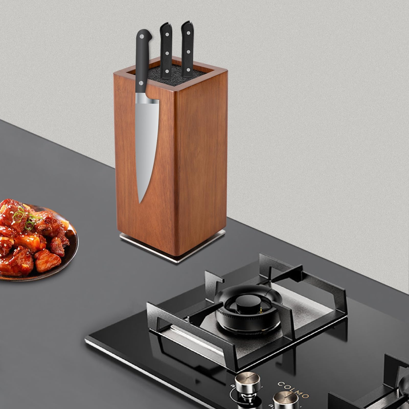TiryyDrela Porta Coltelli Magnetico Legno Girevole 360°