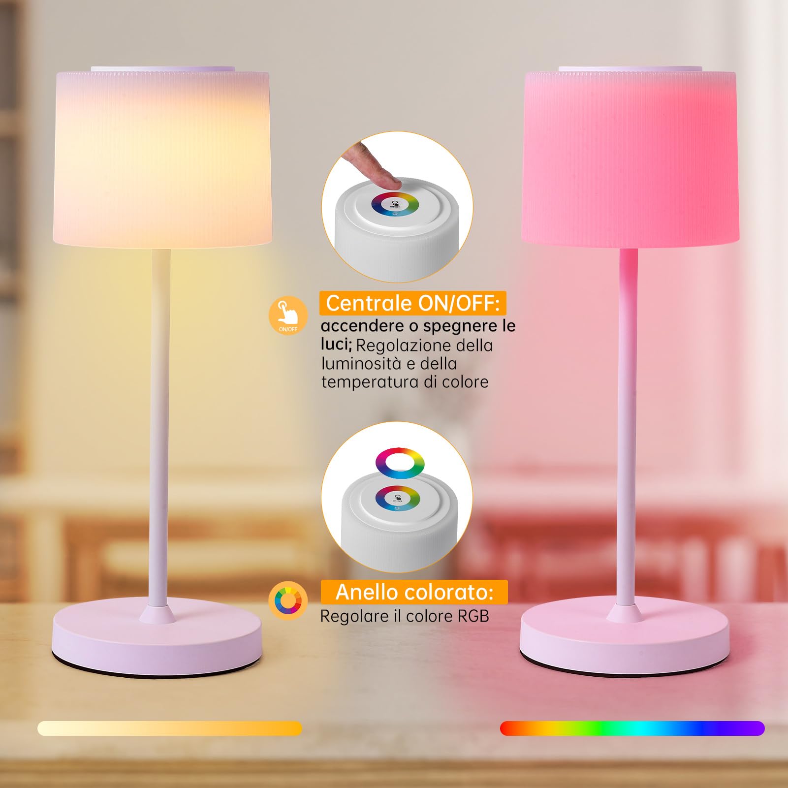 WOWDSGN lampada da tavolo ricaricabile RGB 4000mAh IP44