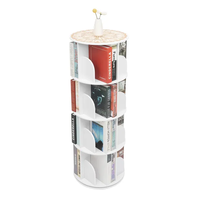TiryyDrela libreria girevole 360 bianca 4 piani 39,5 cm