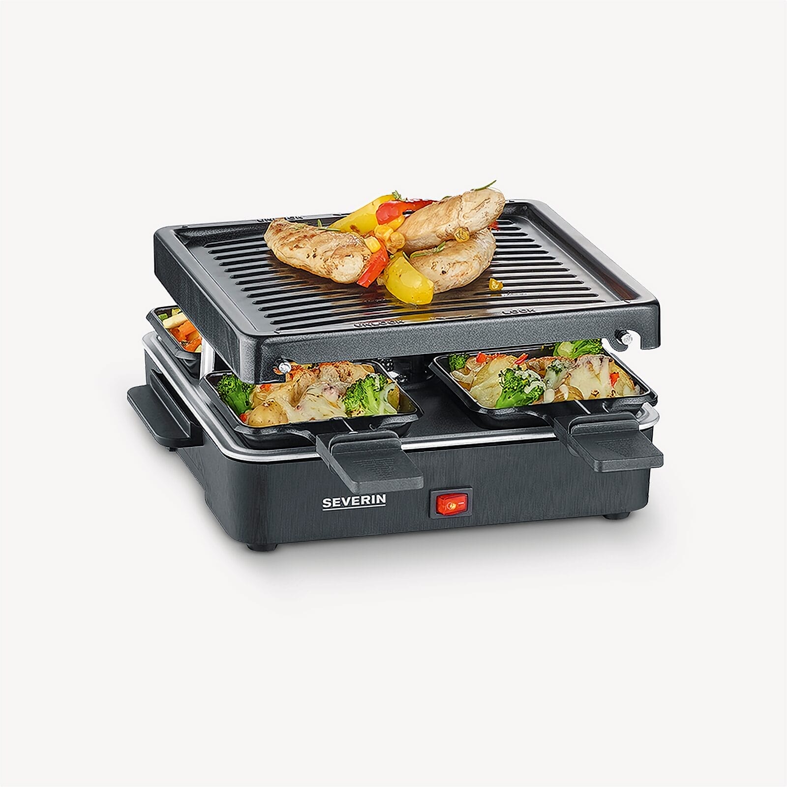 SEVO Raclette 4 persone grill 4 padelline 21x21 cm