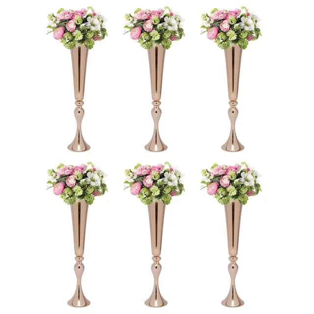 TiryyDrela Vasi Tromba Oro 56 cm Set 6 Pezzi Metallo