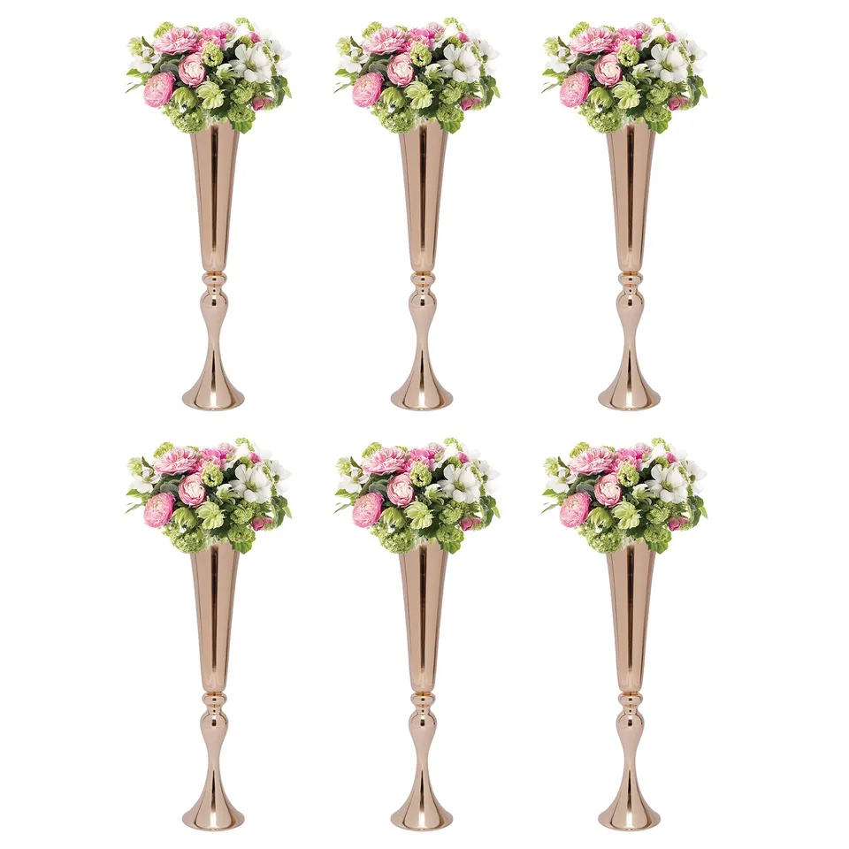 TiryyDrela Vasi Tromba Oro 56 cm Set 6 Pezzi Metallo