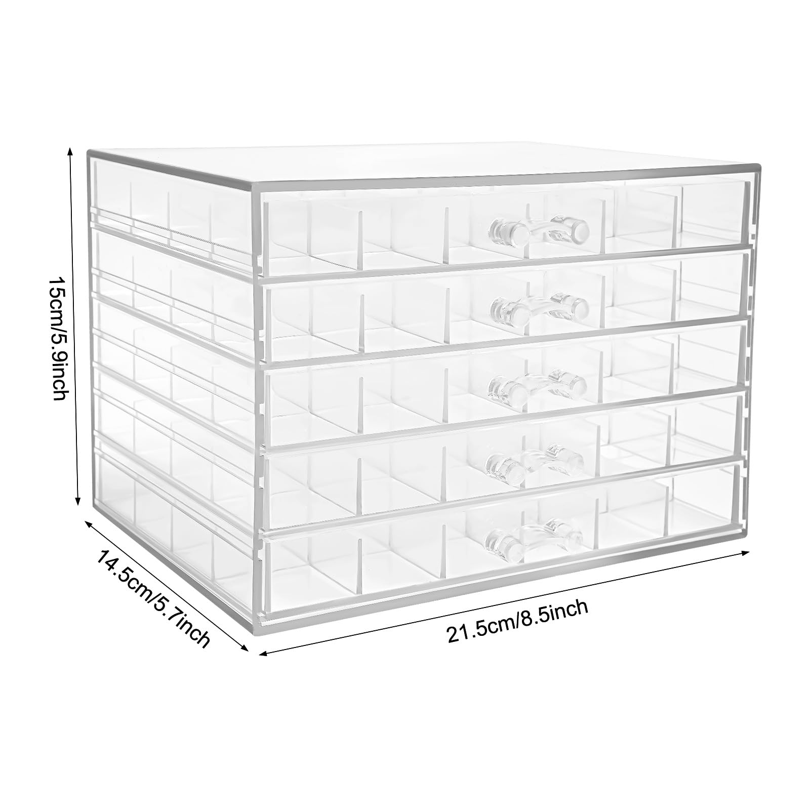 TiryyDrela Organizer Acrilico 120 Scomparti 5 Cassetti Trasparente