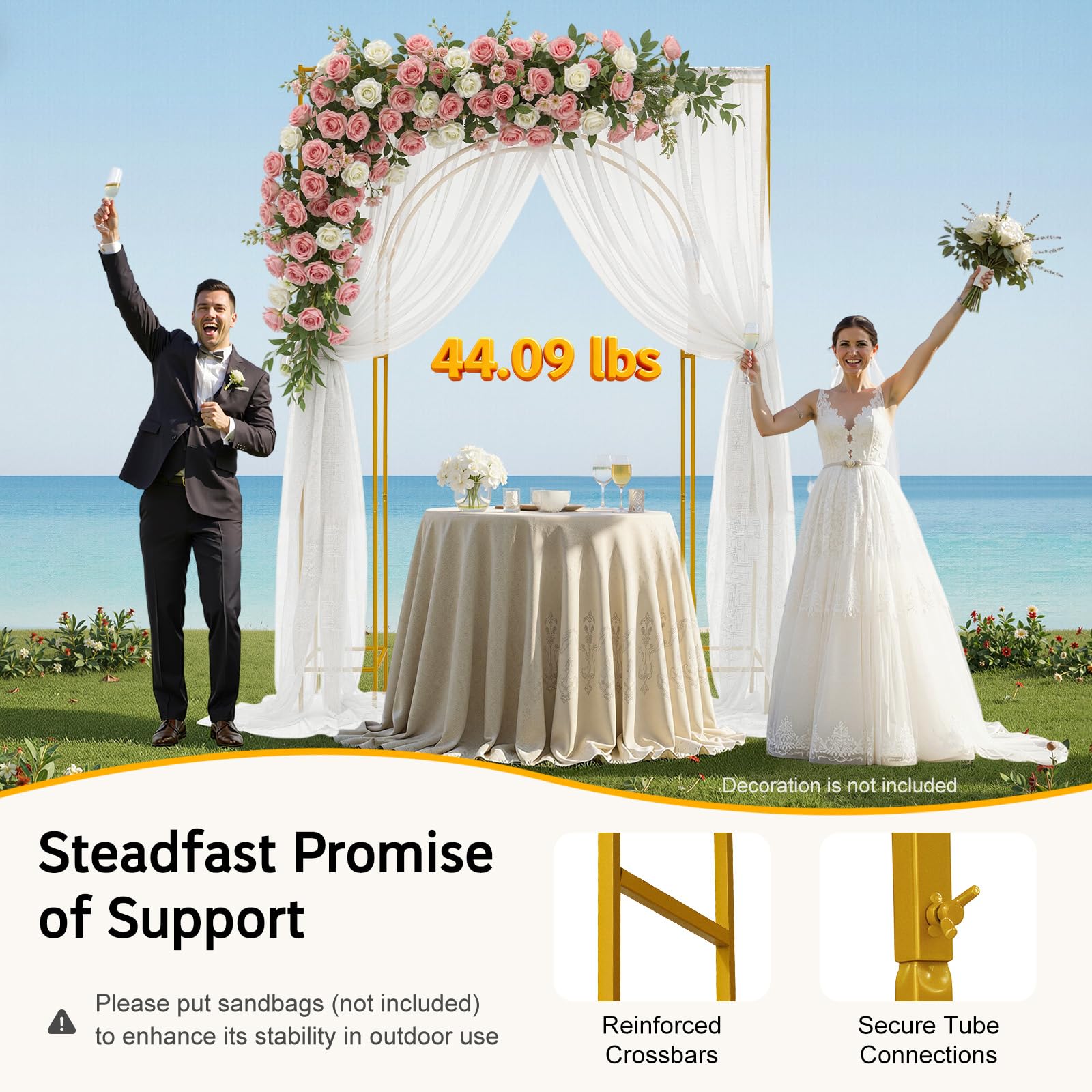 TiryyDrela Arco Nozze Oro 1,8x2,4 m in Acciaio