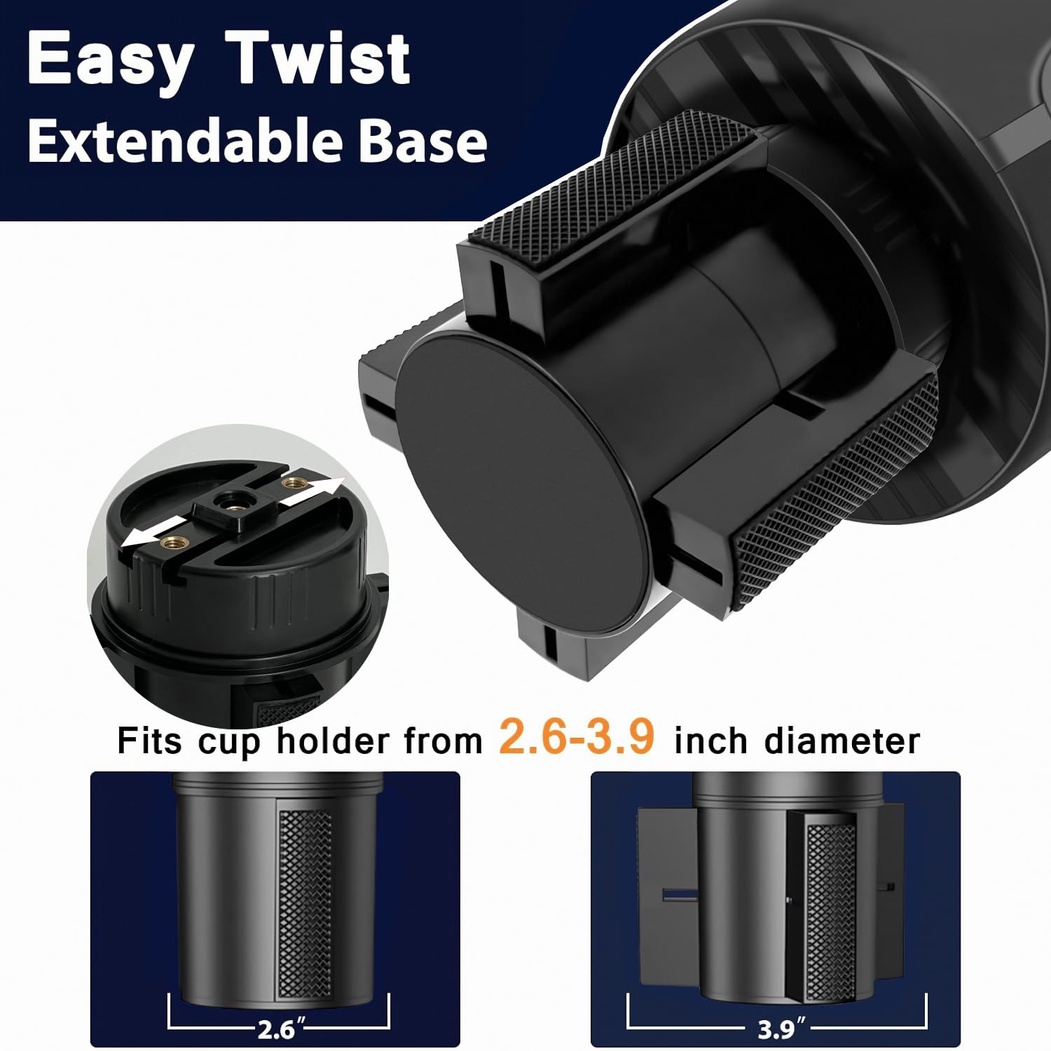 TiryyDrela Portabicchieri Auto 2 in 1 Nero con Porta Telefono