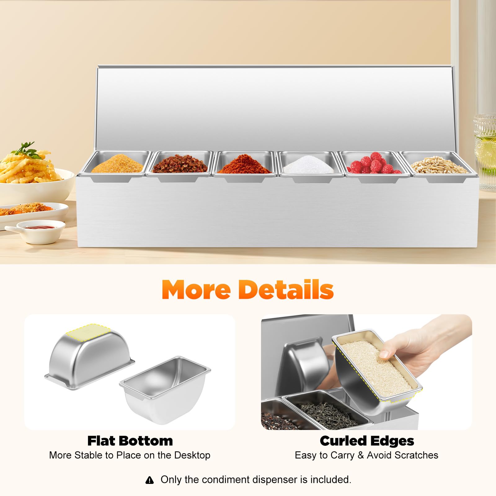 TiryyDrela Portaspezie 6 Scomparti Acciaio Inox 450 ml