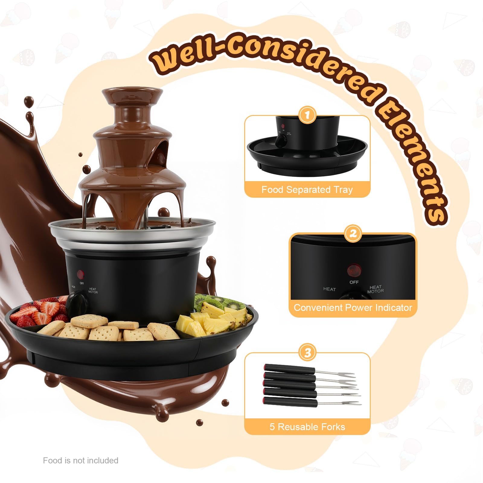 TiryyDrela Fontana cioccolato 3 livelli 0,45kg inox