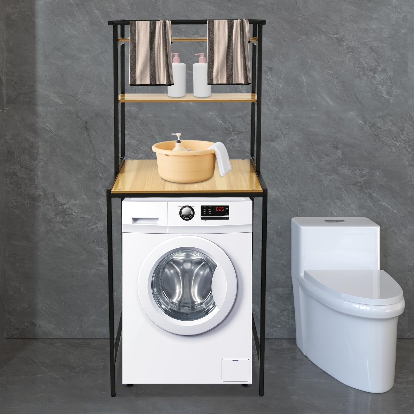 TiryyDrela Scaffale Lavatrice 3 Ripiani Nero 69 cm