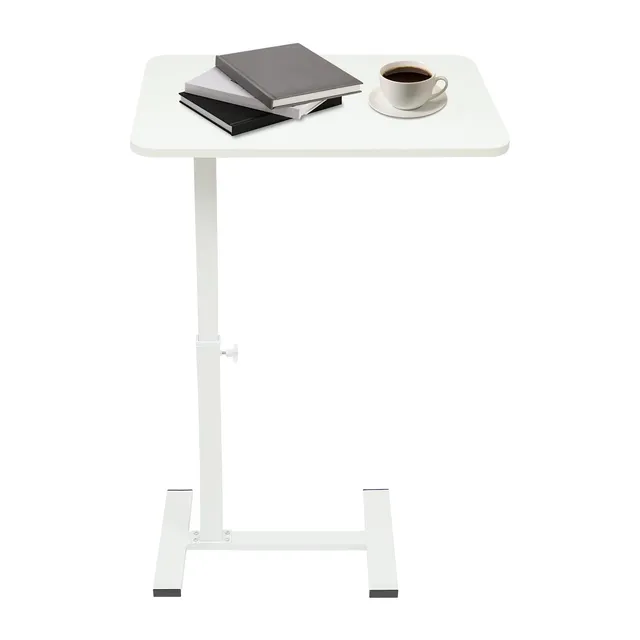TiryyDrela Tavolino Regolabile Comodino Form C Bianco 60x40 cm