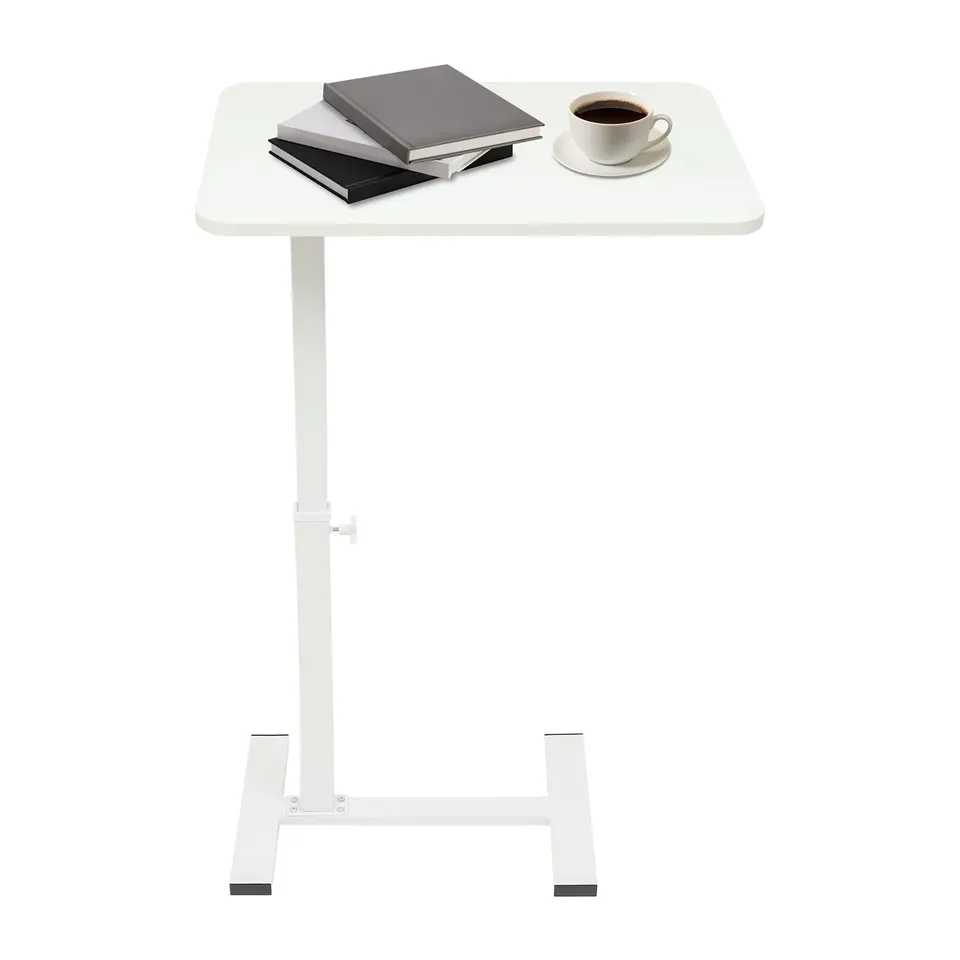TiryyDrela Tavolino Regolabile Comodino Form C Bianco 60x40 cm