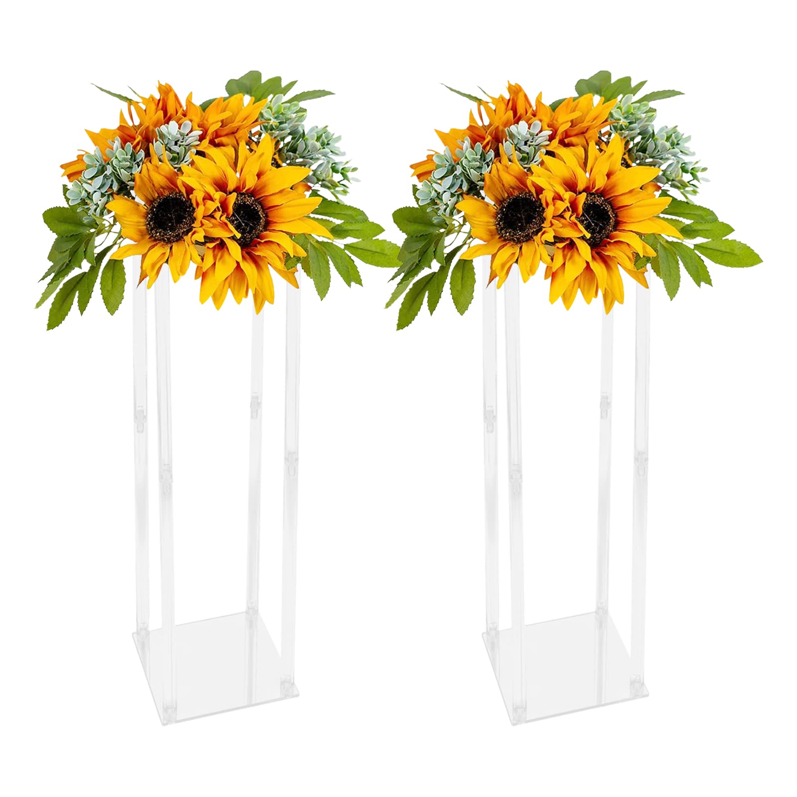 TiryyDrela Colonne Floreali Acrilico Trasparente Set 2 Pezzi