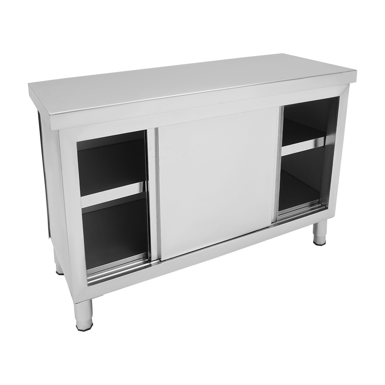 TiryyDrela Tavolo Lavoro Inox 120 cm con Ante Scorrevoli
