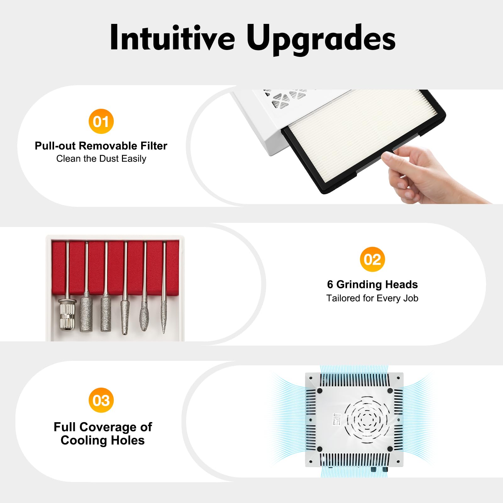 TiryyDrela Fresa Unghie 4 in 1 con Aspiratore e LED