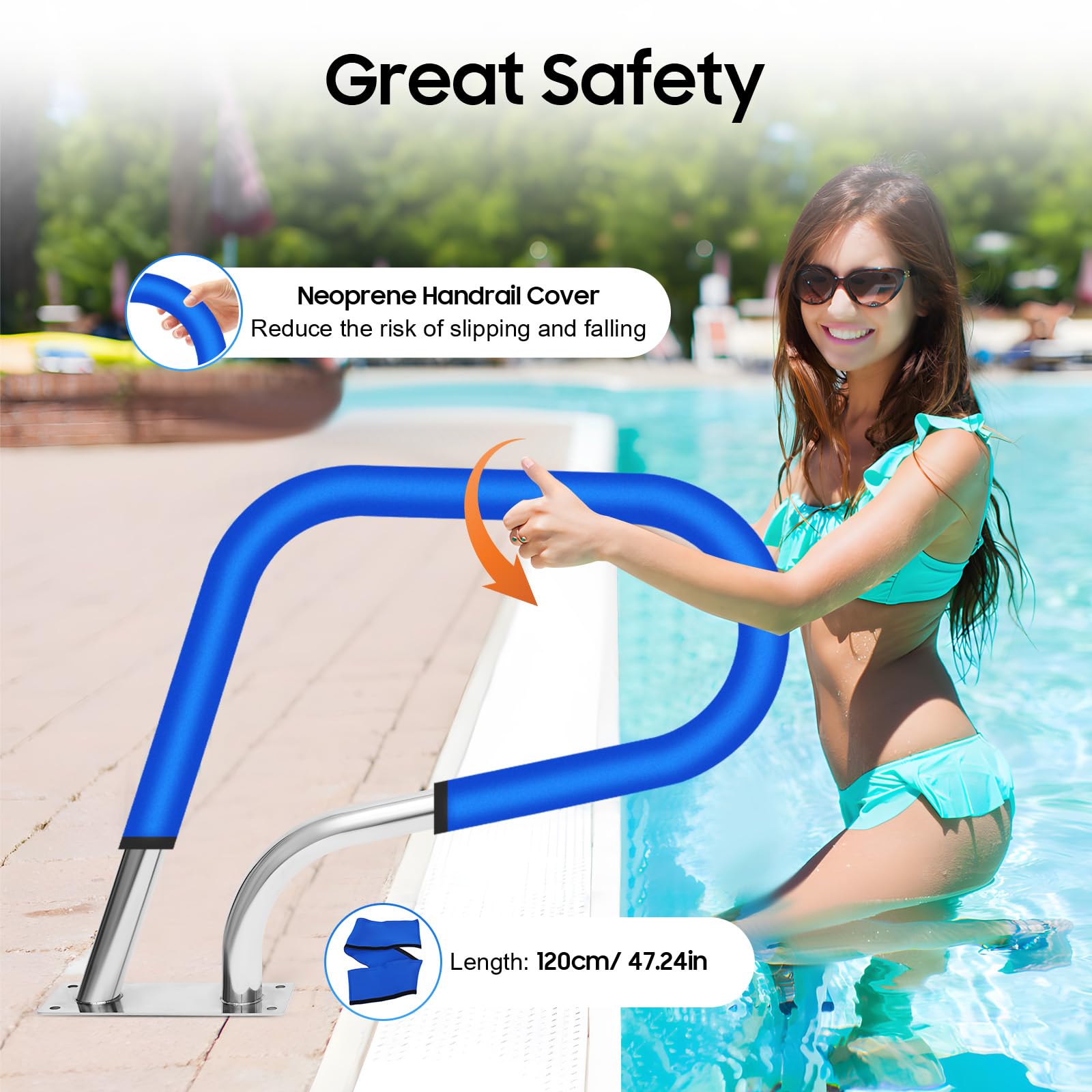 TiryyDrela Corrimano Piscina Inox 304 Forma U 120 kg Antiscivolo