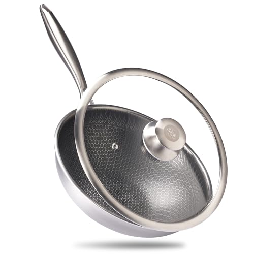 Reishunger Premium wok 28 cm con coperchio antiaderente induzione