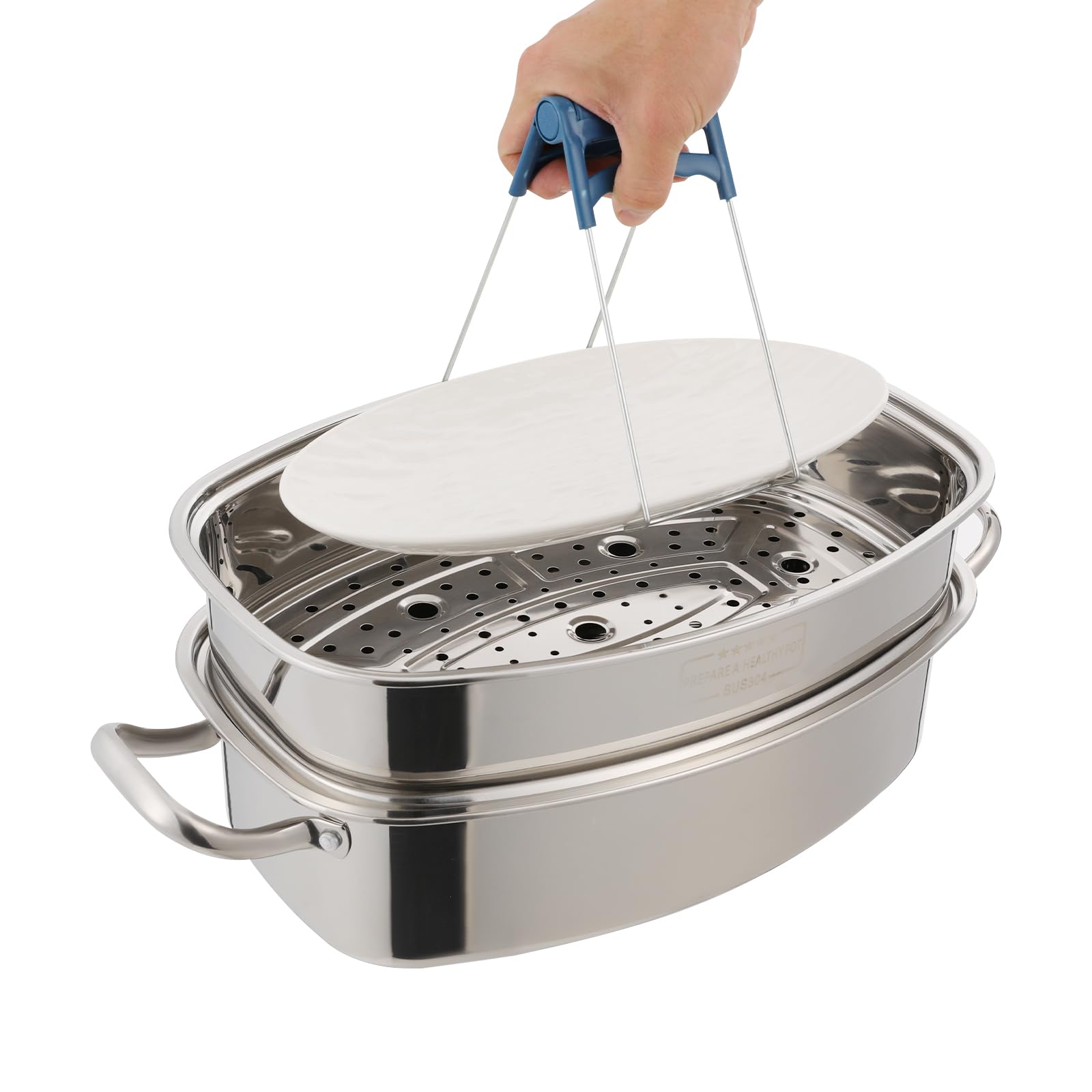 TiryyDrela Vaporiera Inox 2 Piani 6 L per Induzione con Timer