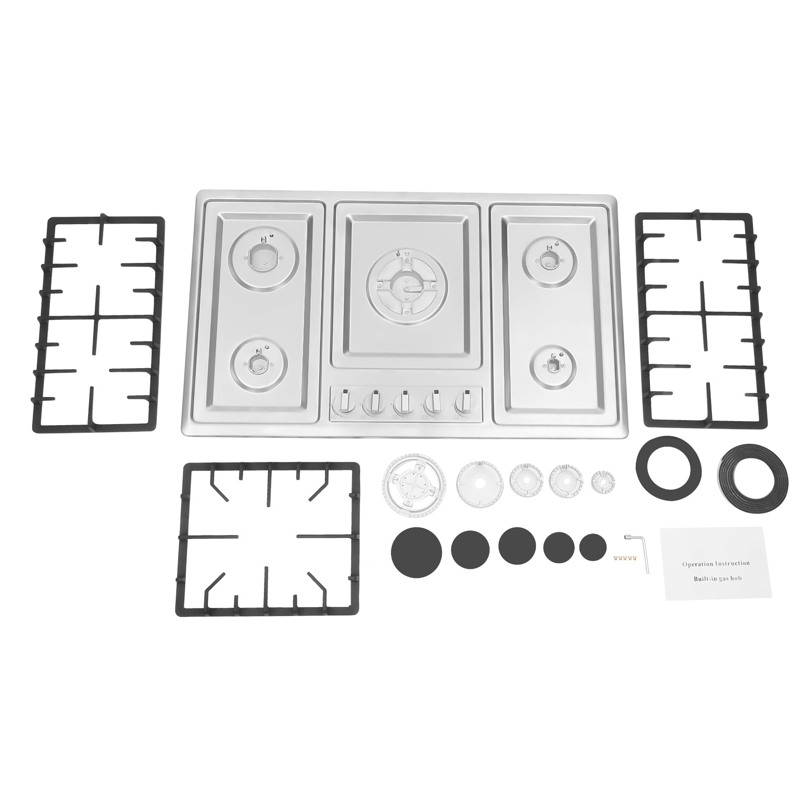 TiryyDrela Piano cottura gas 5 fuochi inox da incasso
