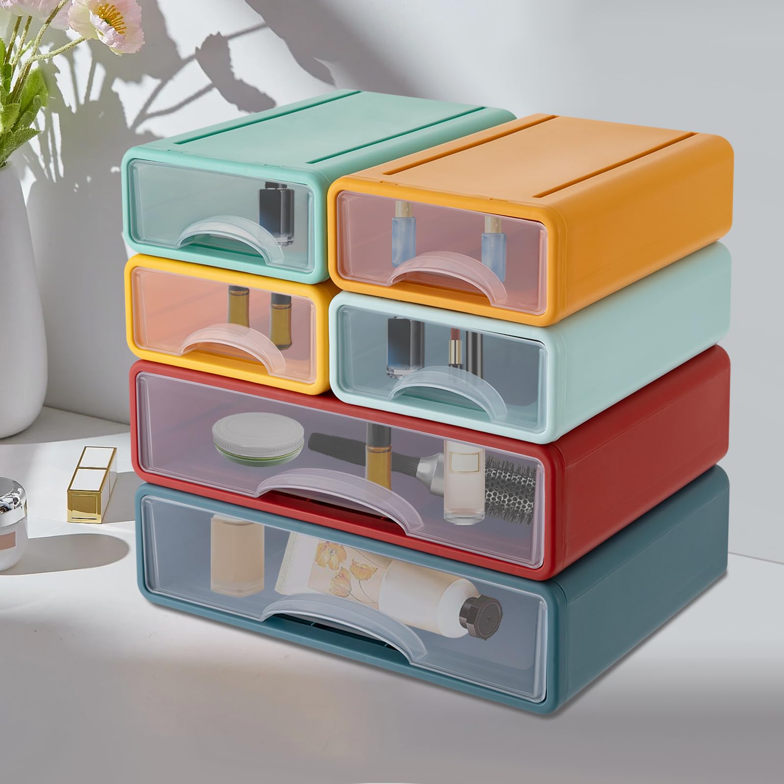 TiryyDrela Cassettiera Plastica 6 Cassetti 34x25x33 cm Traslucida