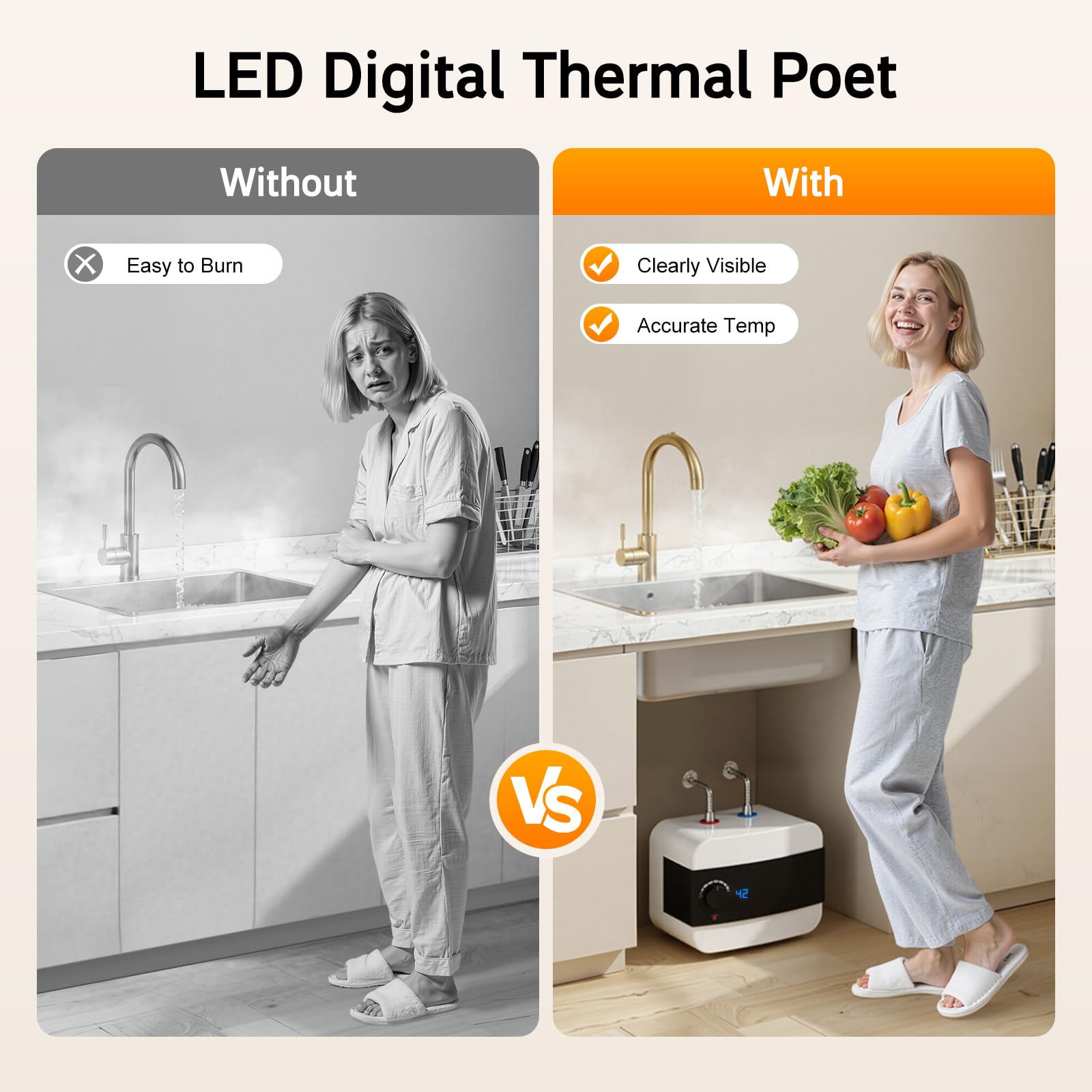 TiryyDrela Scaldabagno Elettrico 6L 1500W 0-65°C