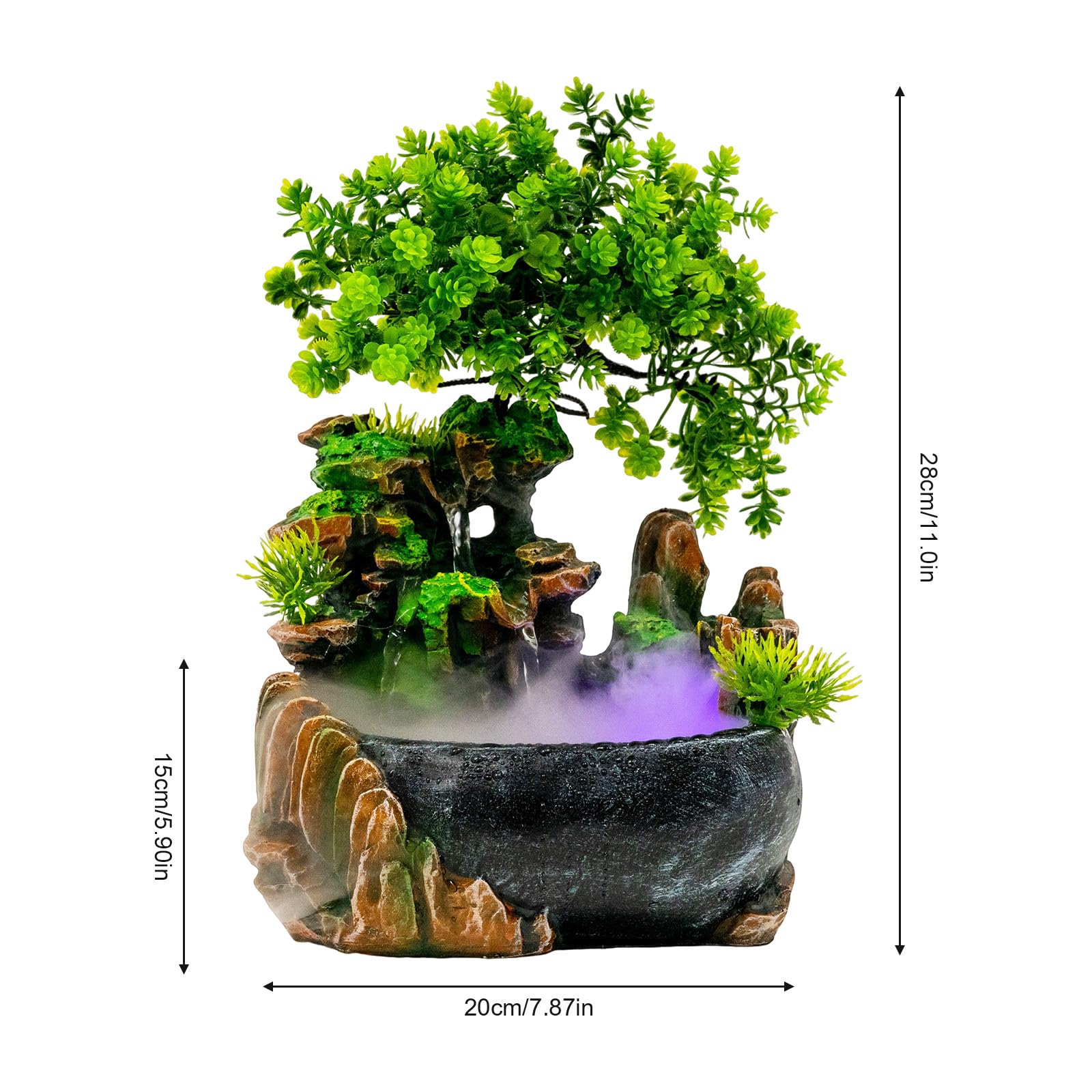 TiryyDrela Fontana da Tavolo Zen LED 20x15x28 cm