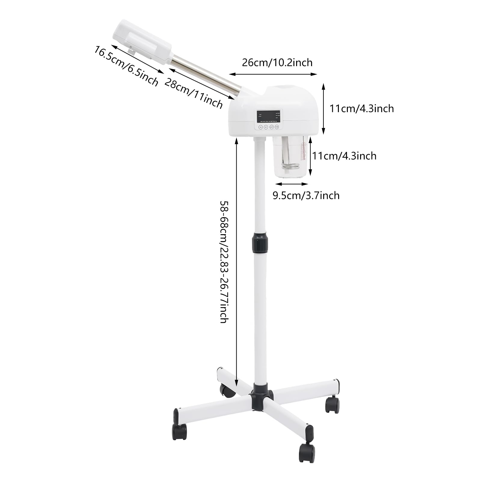 TiryyDrela Vapozone Viso 800W 600ml Altezza 58-68cm Bianco