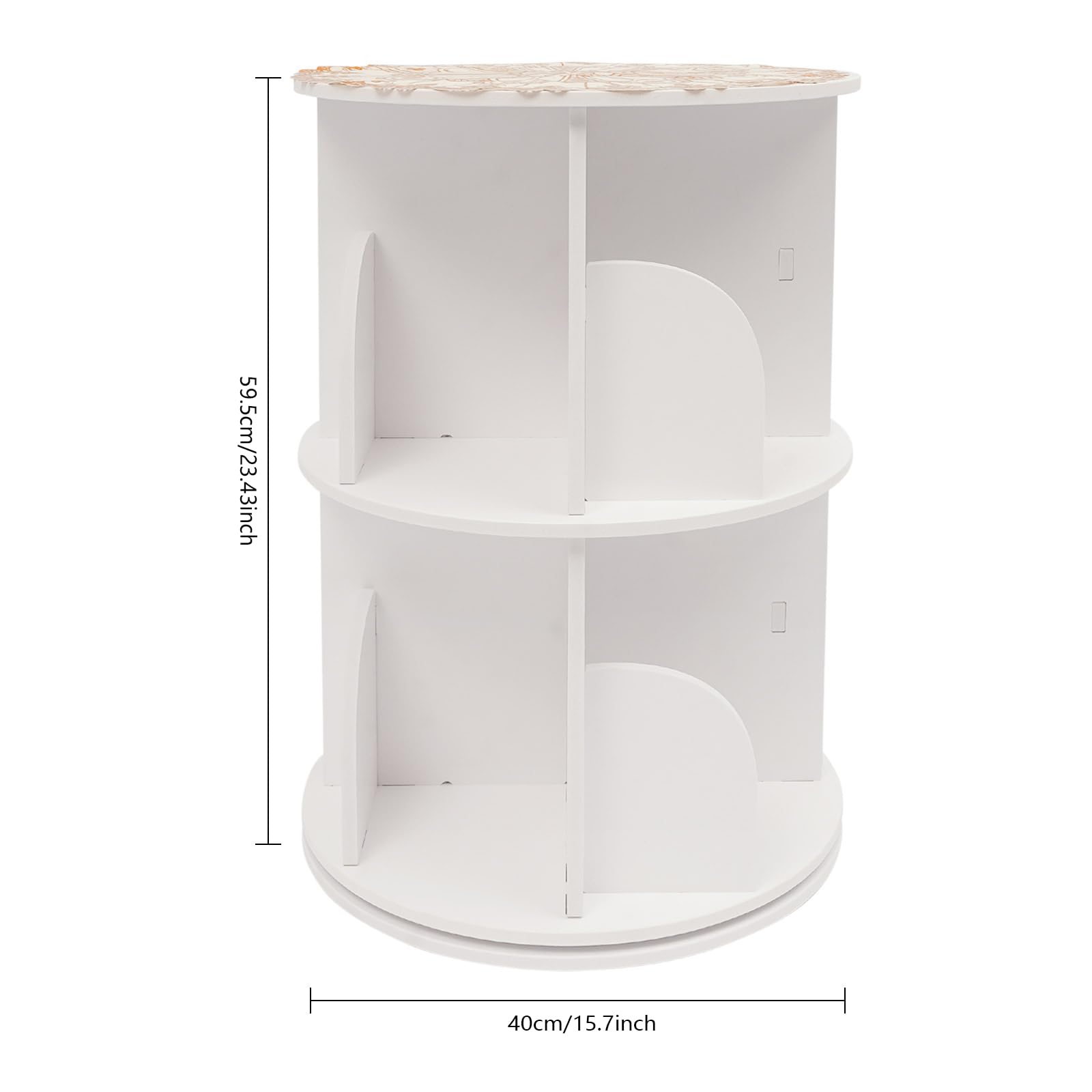 TiryyDrela libreria rotonda bianca 2 ripiani 40x59,5 cm