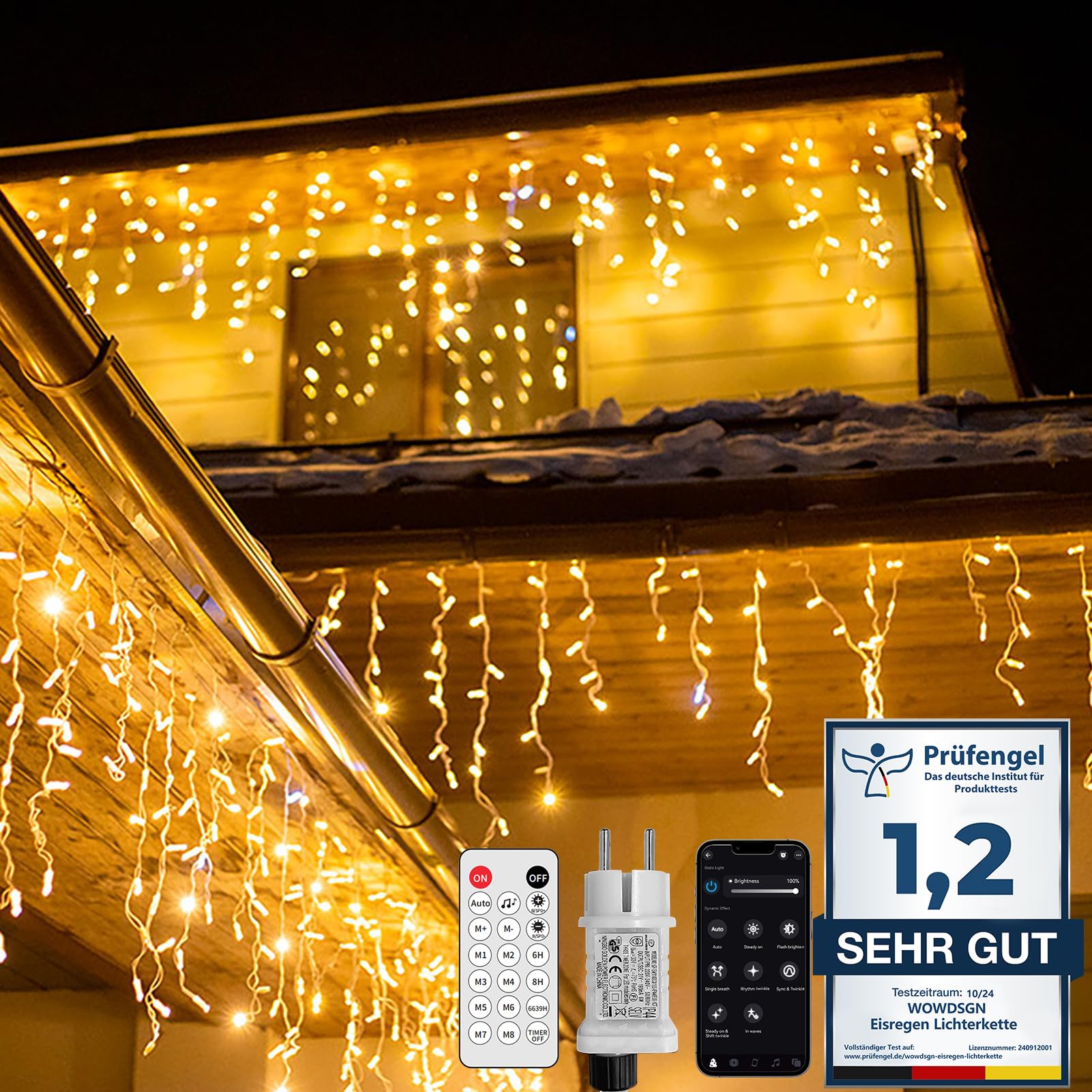 Wowdsgn catena luminosa LED 5m 220 LED bianco caldo app