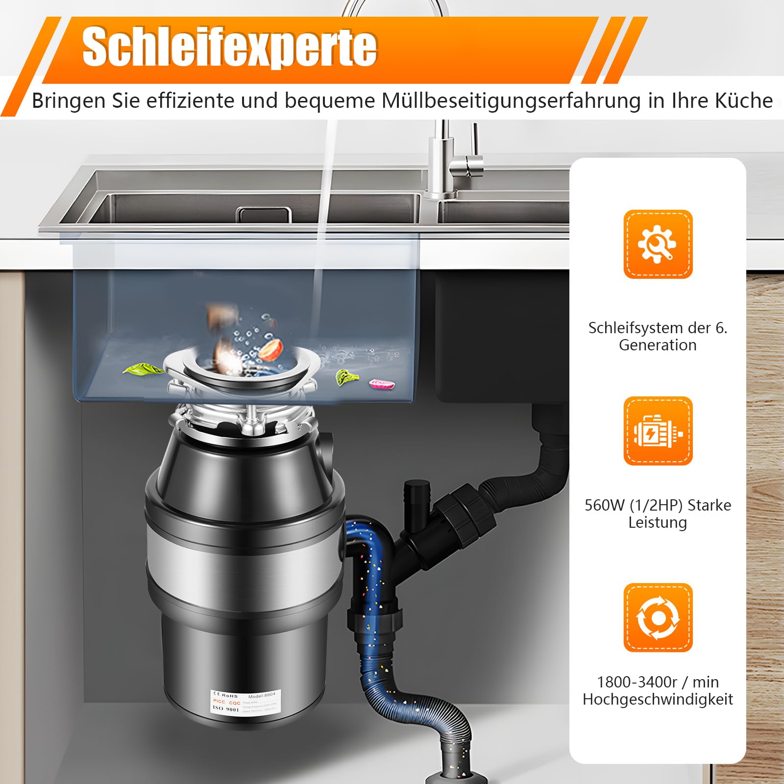 TiryyDrela Tritarifiuti Lavello 560W 1,2L
