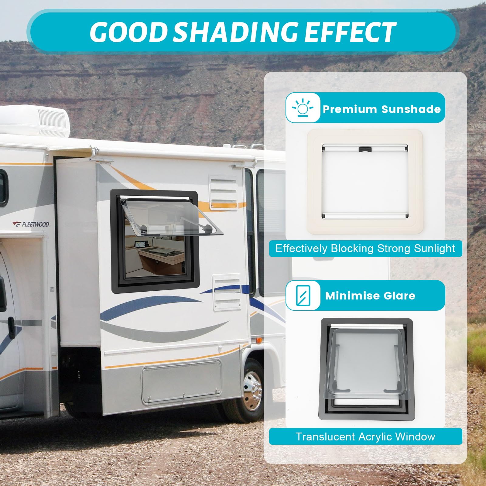 TiryyDrela Finestra Laterale Camper 45x50 cm Acrilico 70°
