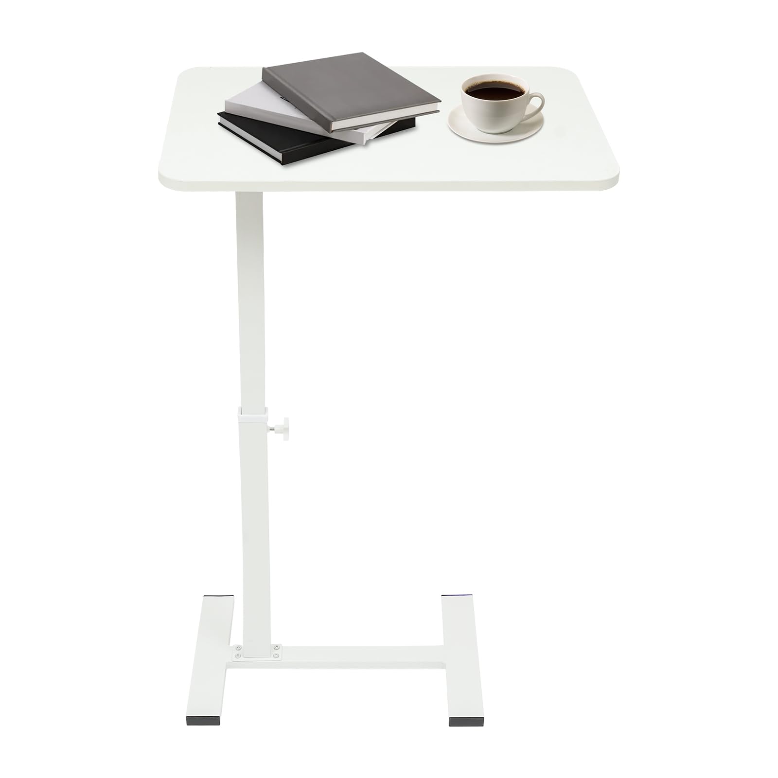 TiryyDrela Tavolino Regolabile Comodino Form C Bianco 60x40 cm