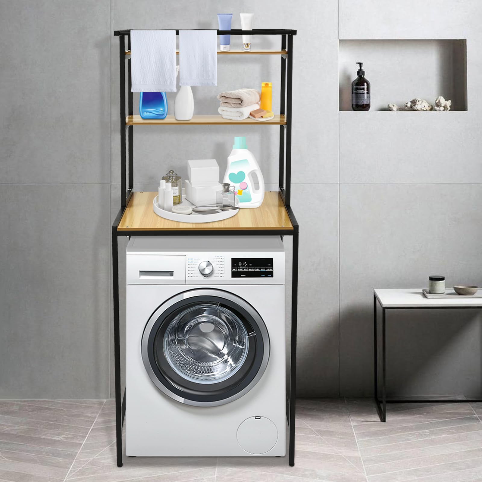 TiryyDrela Scaffale Lavatrice 3 Ripiani Nero 69 cm