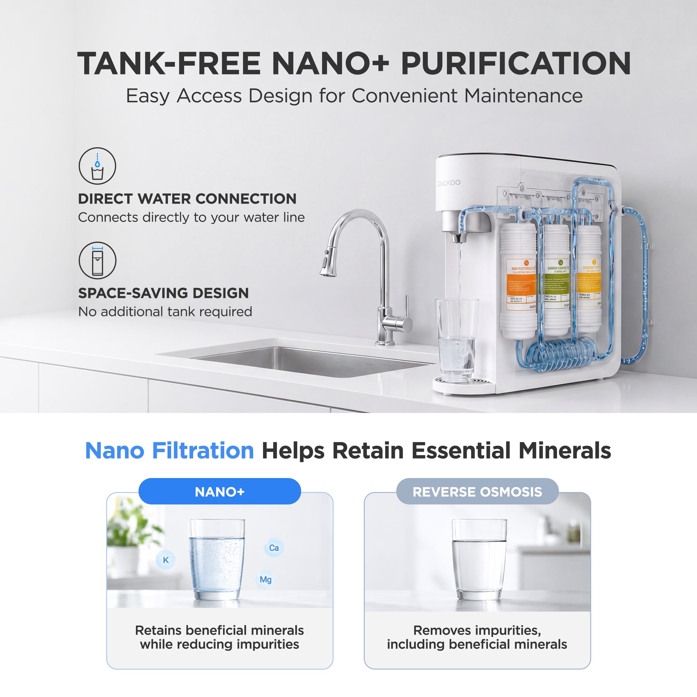 Cuckoo CP-U011W depuratore acqua da banco tankless nanofiltrazione