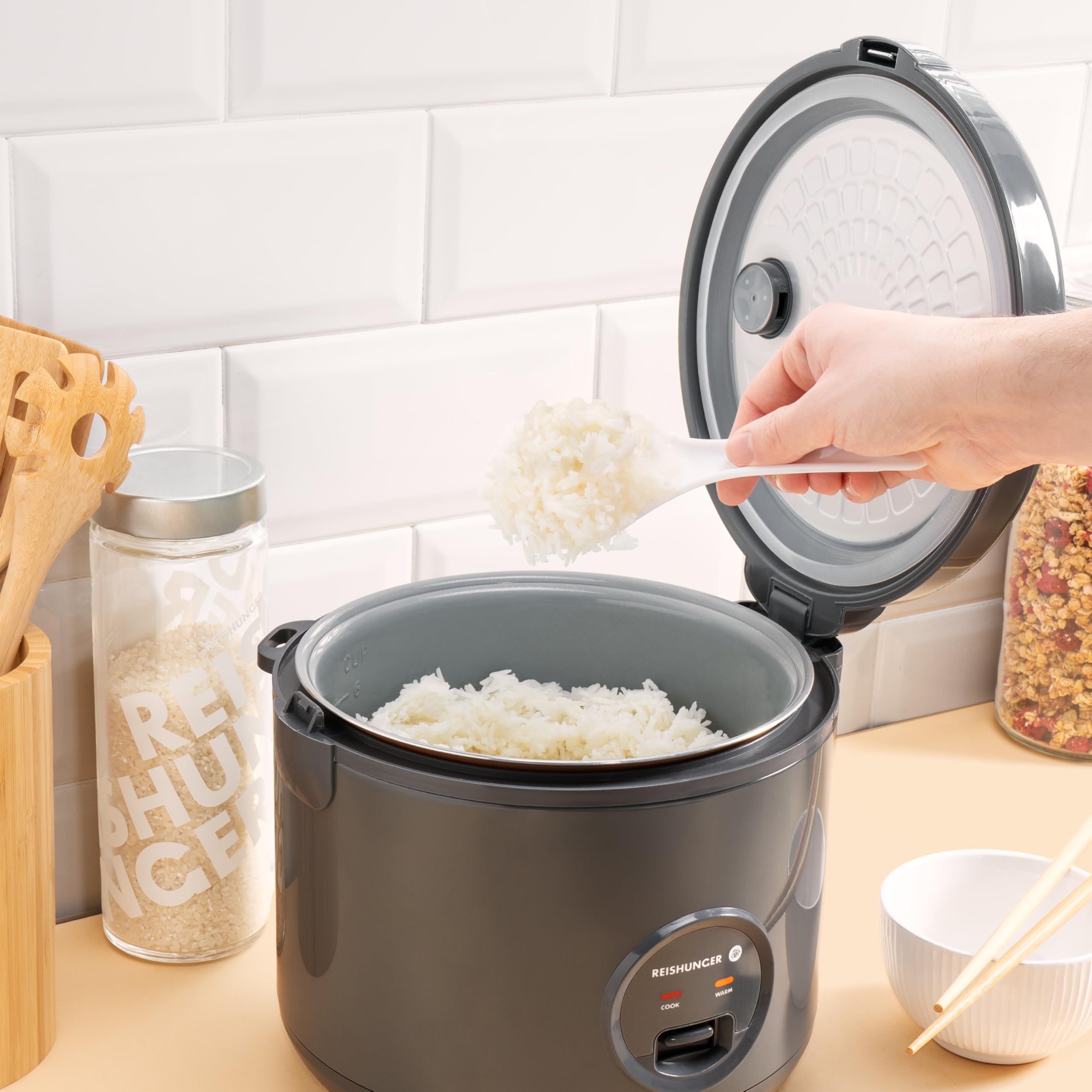 Reishunger Basis cuociriso elettrico 1,2 L grigio 6 porzioni
