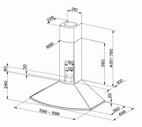 Faber DCH23 SS19A HIP cappa sottopensile 90 cm 570 m³/h