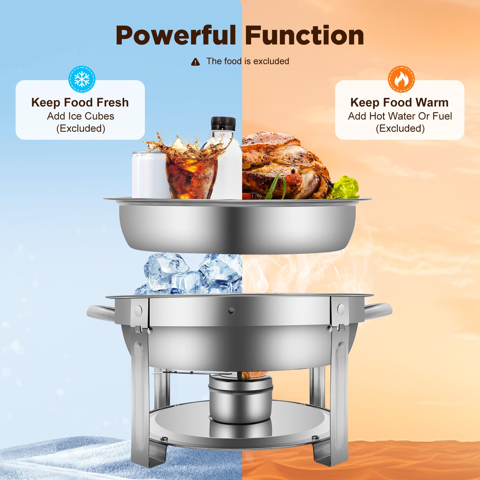 TiryyDrela Chafing Dish Inox 7,5 L Scaldavivande catering 44x26 cm
