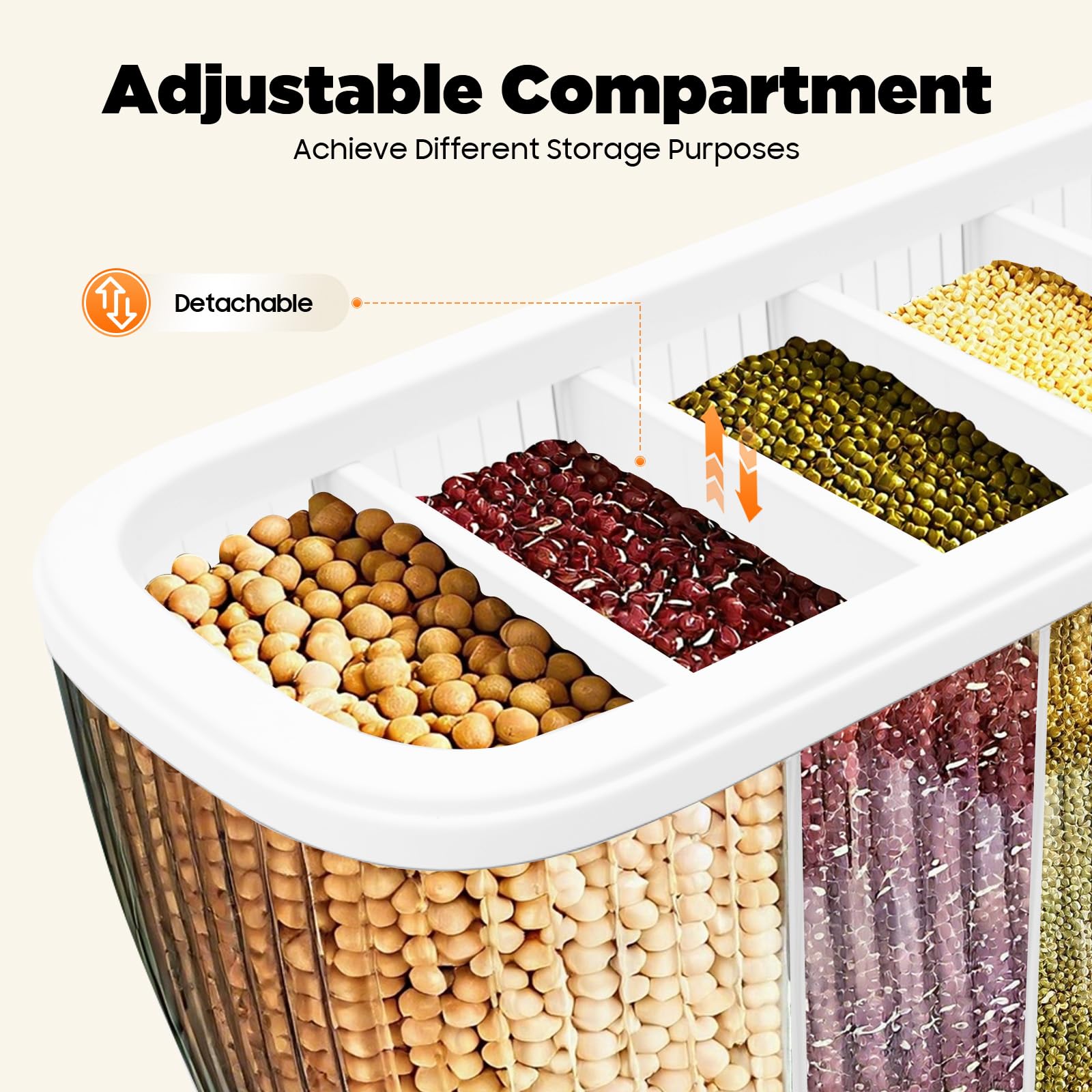 TiryyDrela Distributore Cereali 6 Scomparti 10 kg con Dosatore