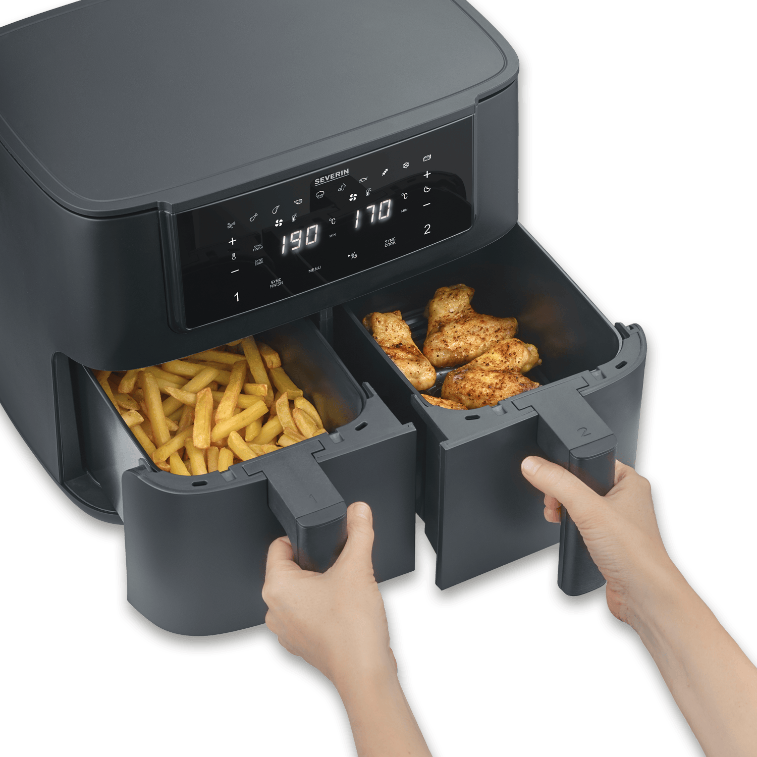 SEVO Black Line Dual friggitrice ad aria doppia 2x4 litri