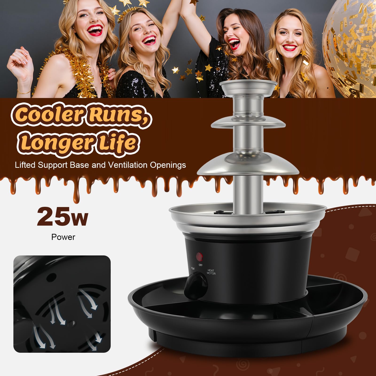 TiryyDrela Fontana cioccolato 3 livelli 0,45kg inox