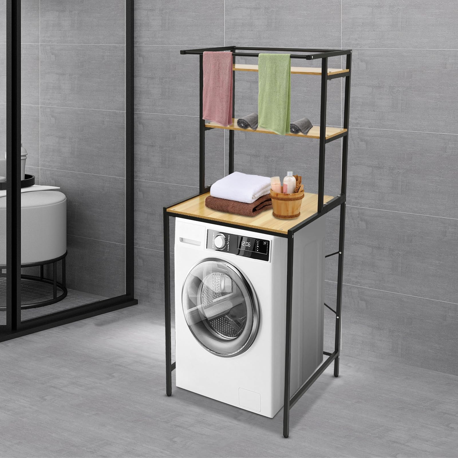 TiryyDrela Scaffale Lavatrice 3 Ripiani Nero 69 cm