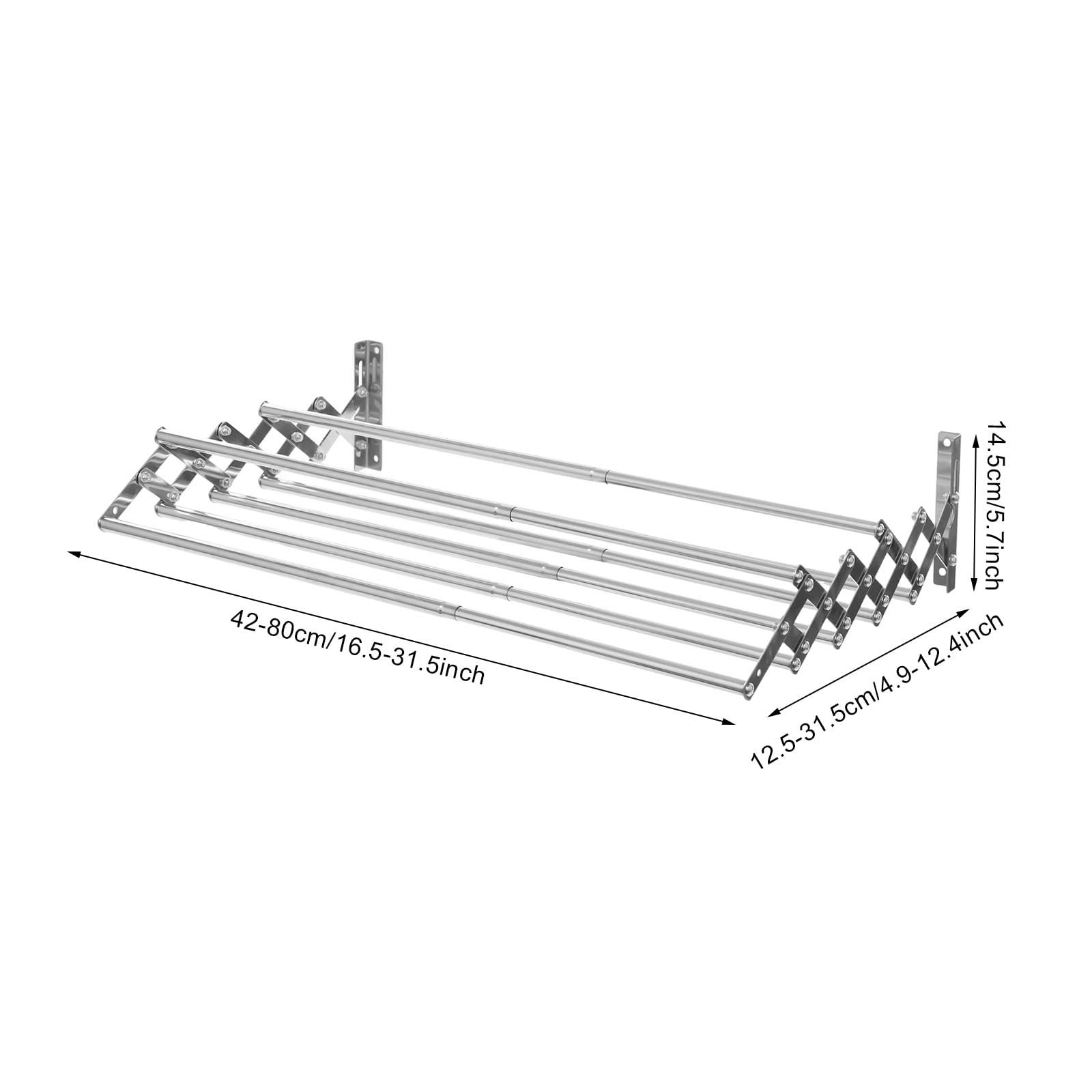 TiryyDrela Stendibiancheria Parete Acciaio Inox 7 Barre 40 kg