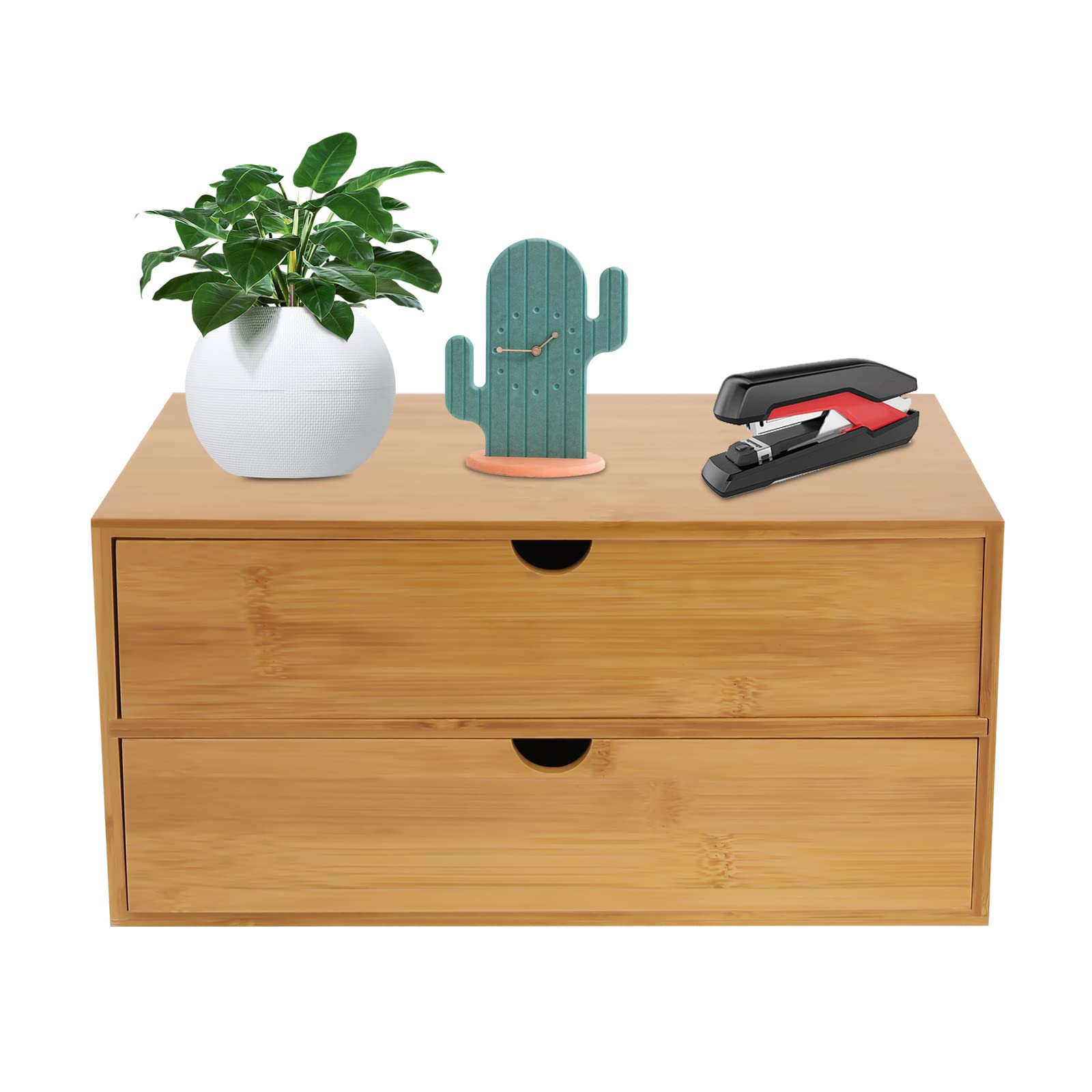 TiryyDrela Organizer Scrivania Bambù 2 Cassetti 33 cm