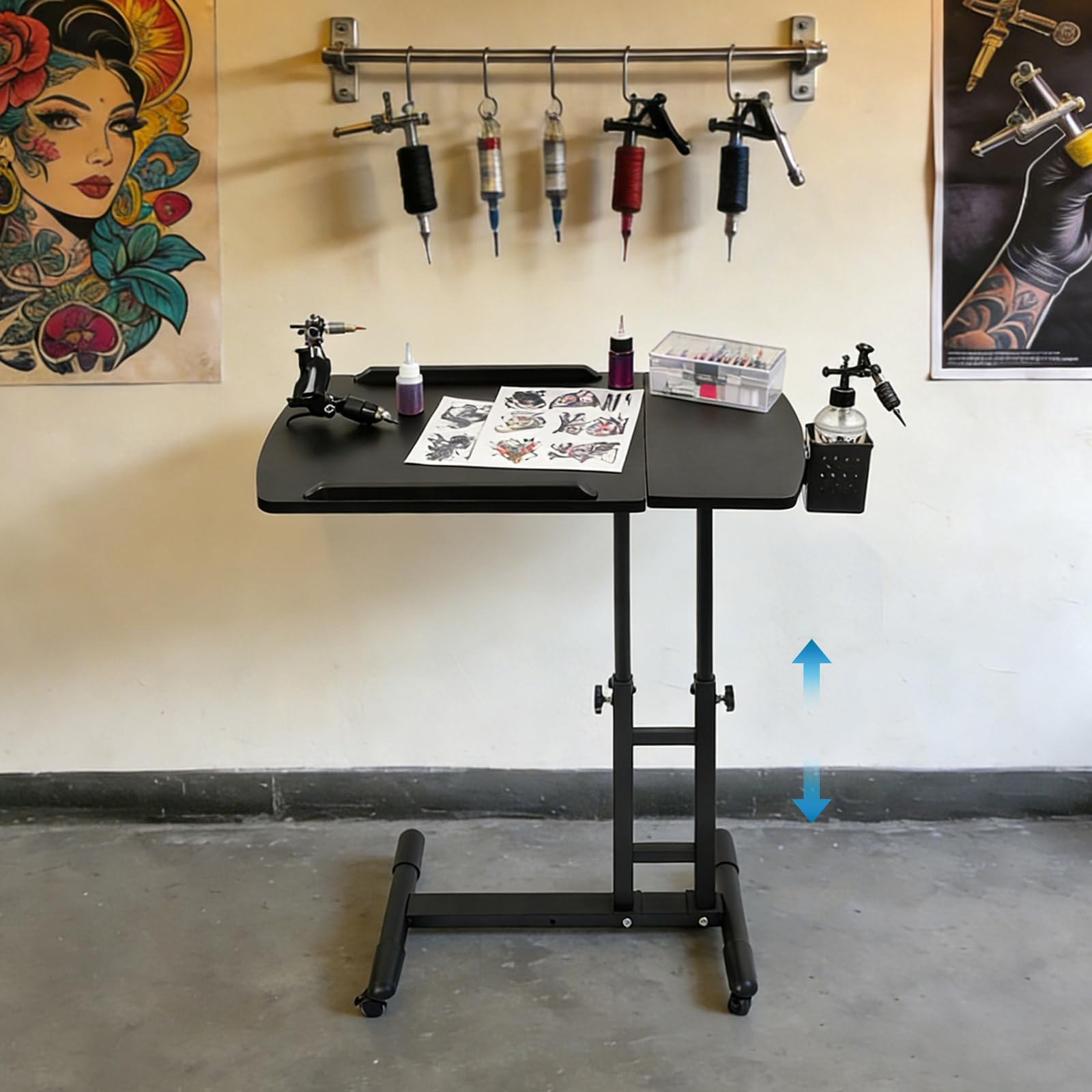 TiryyDrela Carrello Tattoo con Ruote 64x40 cm Altezza Regolabile