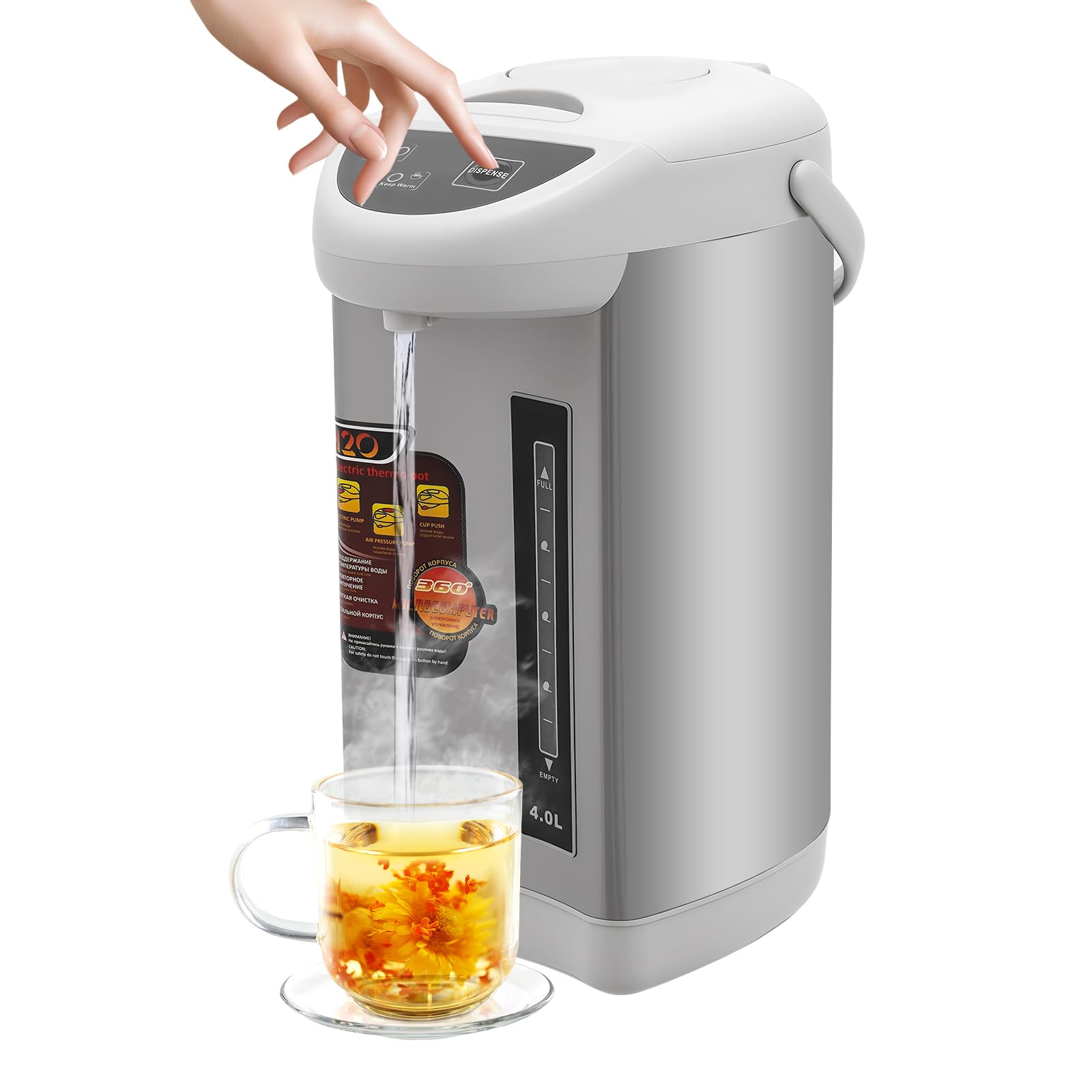 TiryyDrela Bollitore elettrico acciaio inox 4L 750W