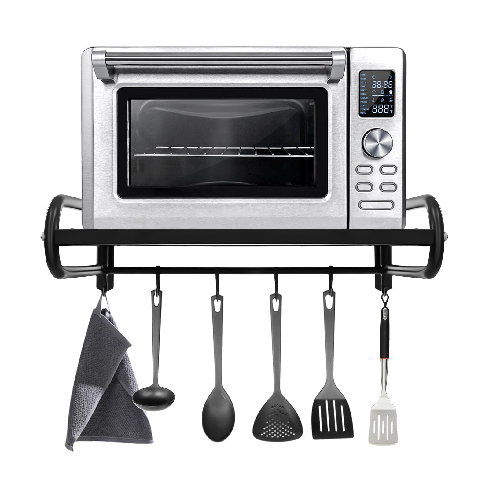 TiryyDrela mensola parete cucina 1 livello 30 kg con ganci