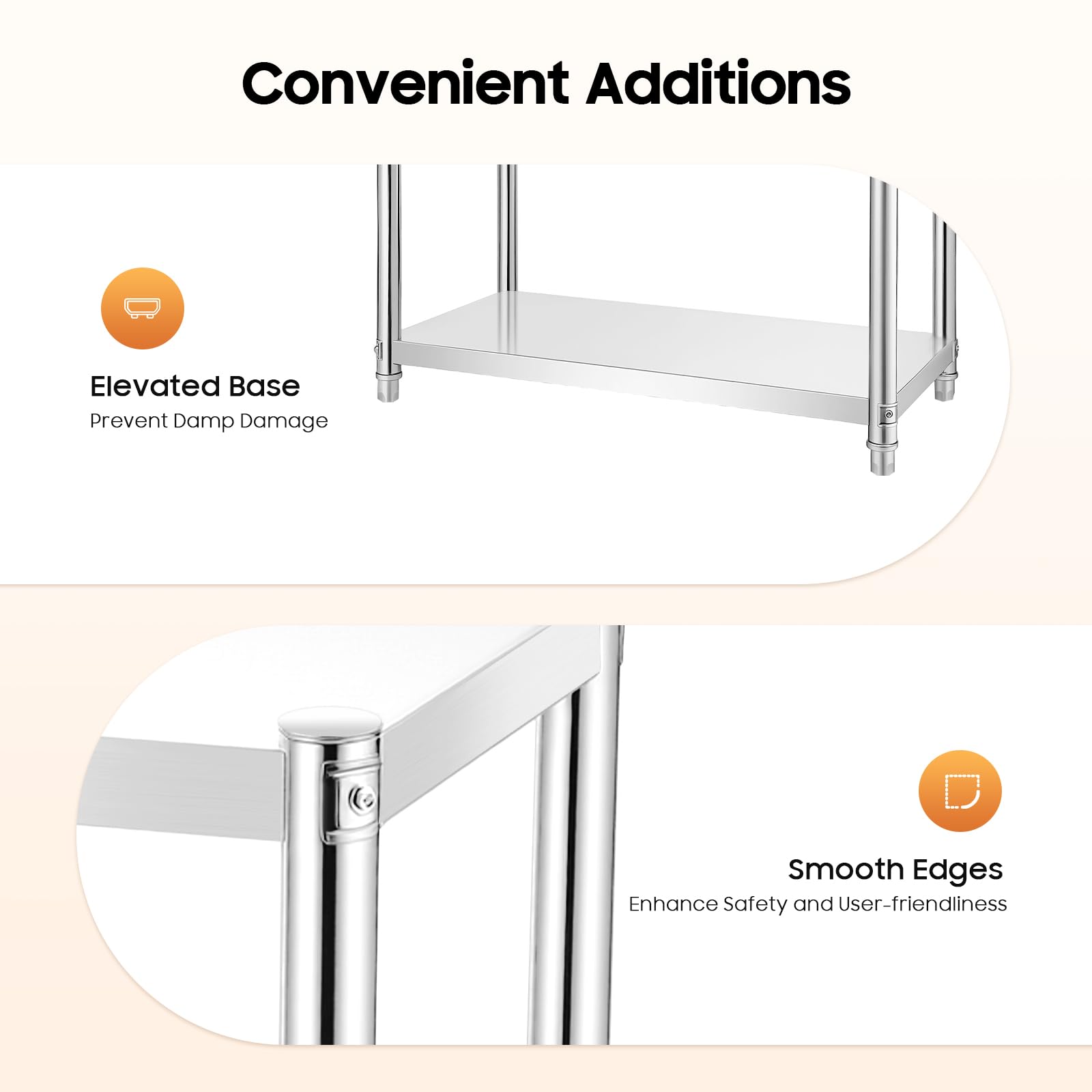 TiryyDrela Scaffale cucina 3 ripiani acciaio inox regolabile