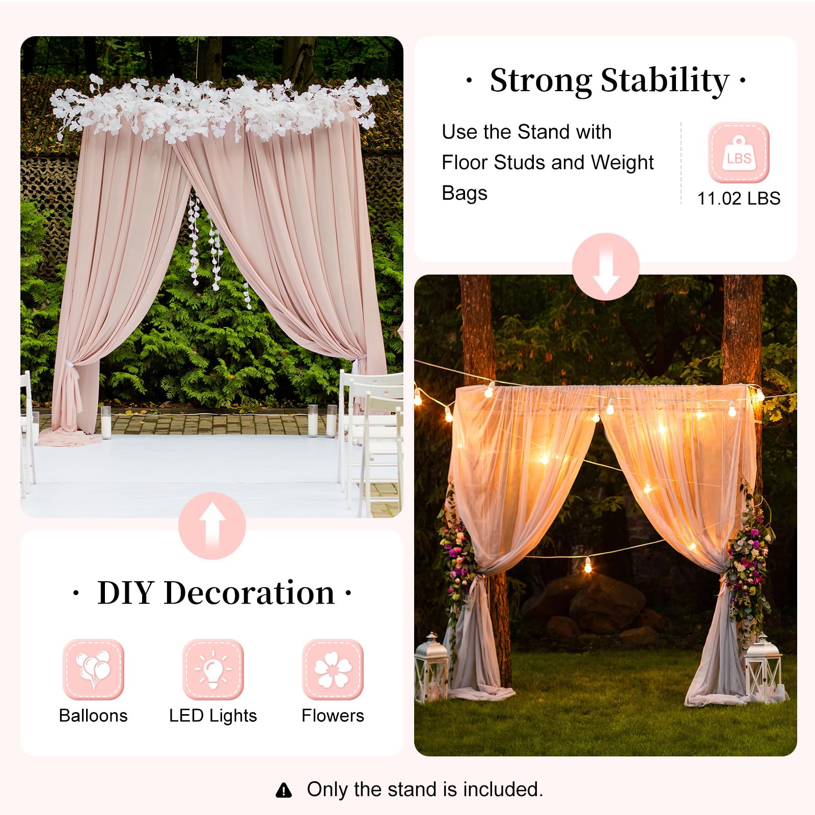 TiryyDrela Arco matrimonio bianco 2x2m ferro zincato