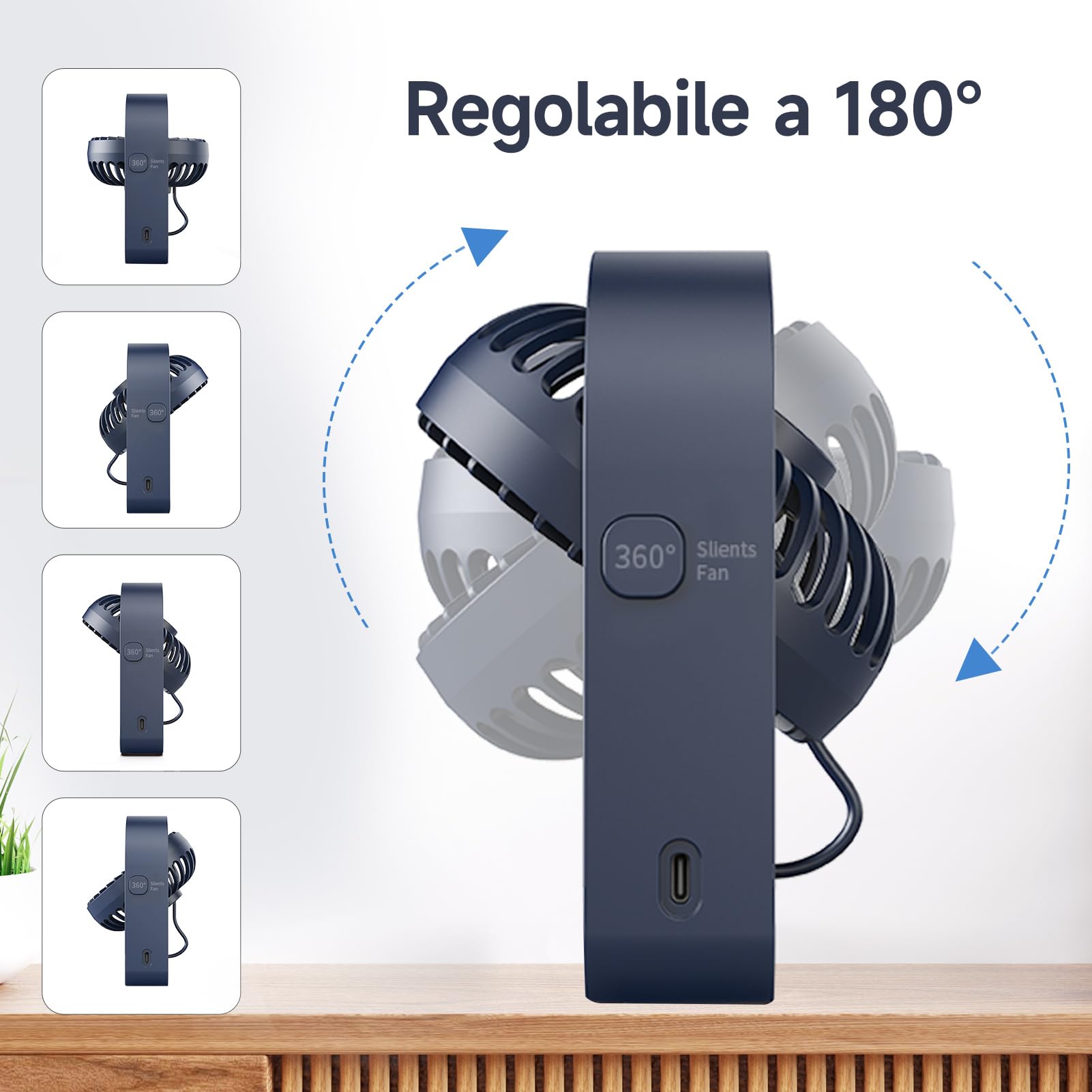 WOWDSGN ventilatore da tavolo ricaricabile blu scuro 2800 mAh