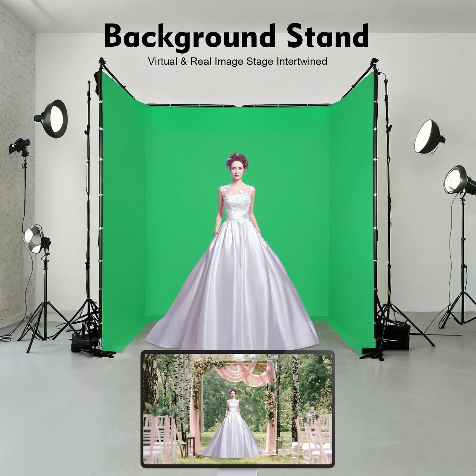 TiryyDrela Green Screen Sfondo Verde Fotografico Kit 4x2,4m