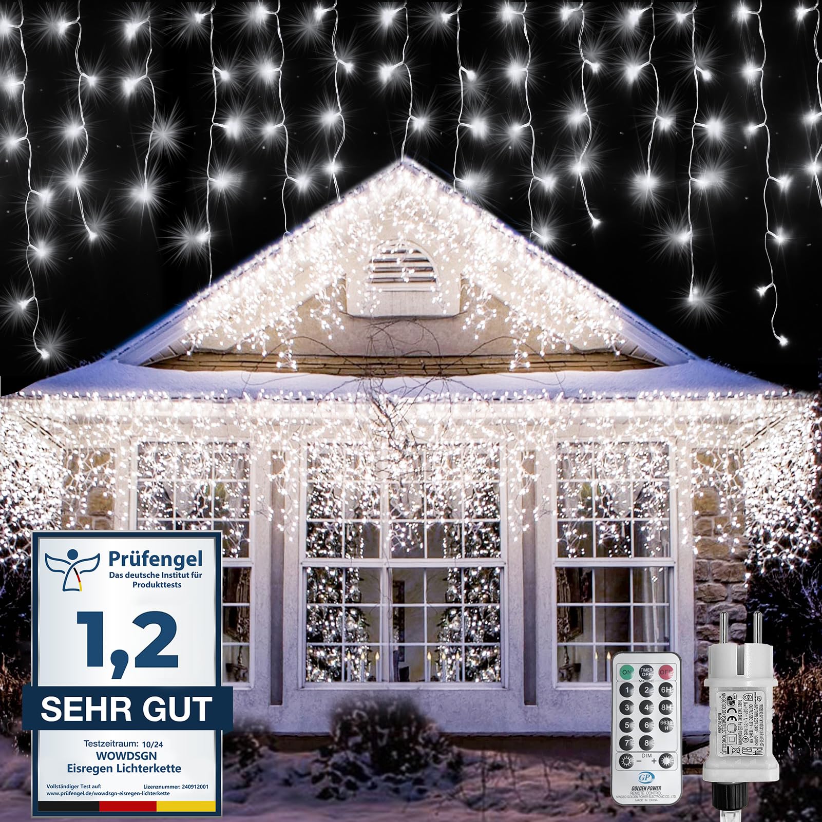 WOWDSGN Tenda Luminosa 10M 440 LED luci Natale bianco caldo